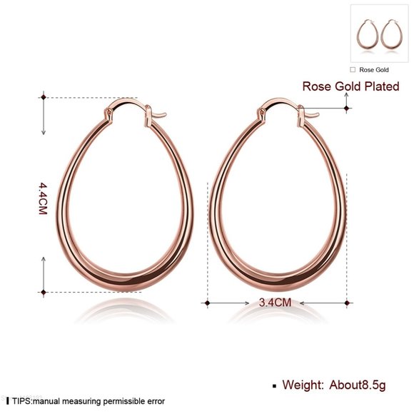 *NEW 18K Rose Gold 1.5'' Oval Hoop Earrings - Picture 9 of 9